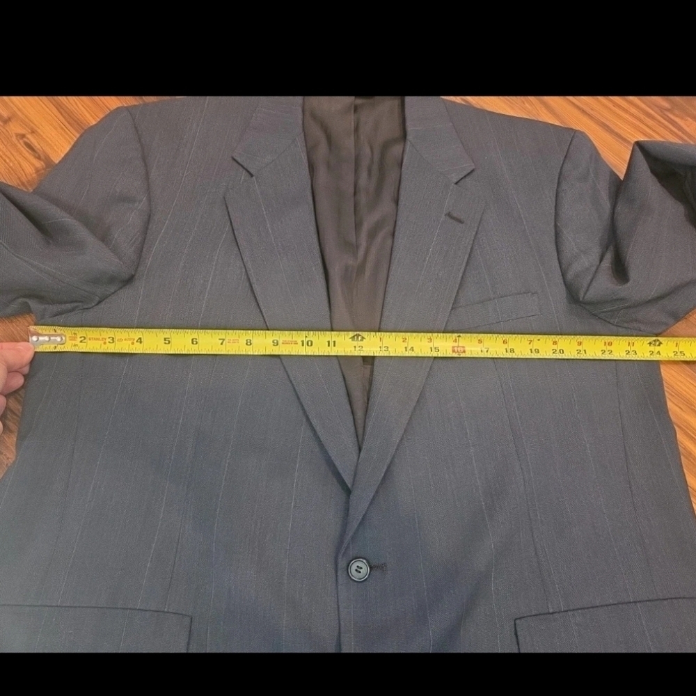 Vtg Hunter Haig Men’s 2 Piece Wool Suit 48 Navy Subtle Pinstripe Union Made USA - Picture 15 of 16